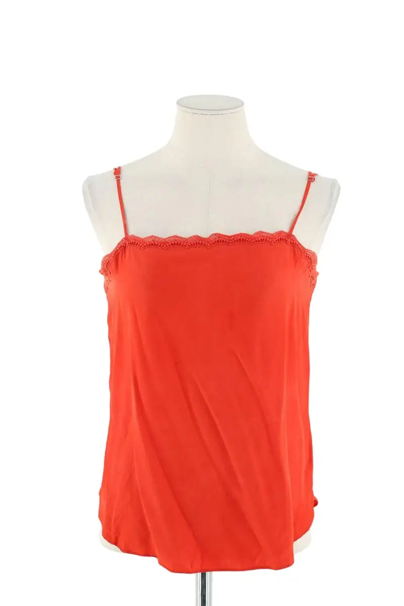 Top sans manche Sandro Rouge en Soie, taille M - Seconde Main