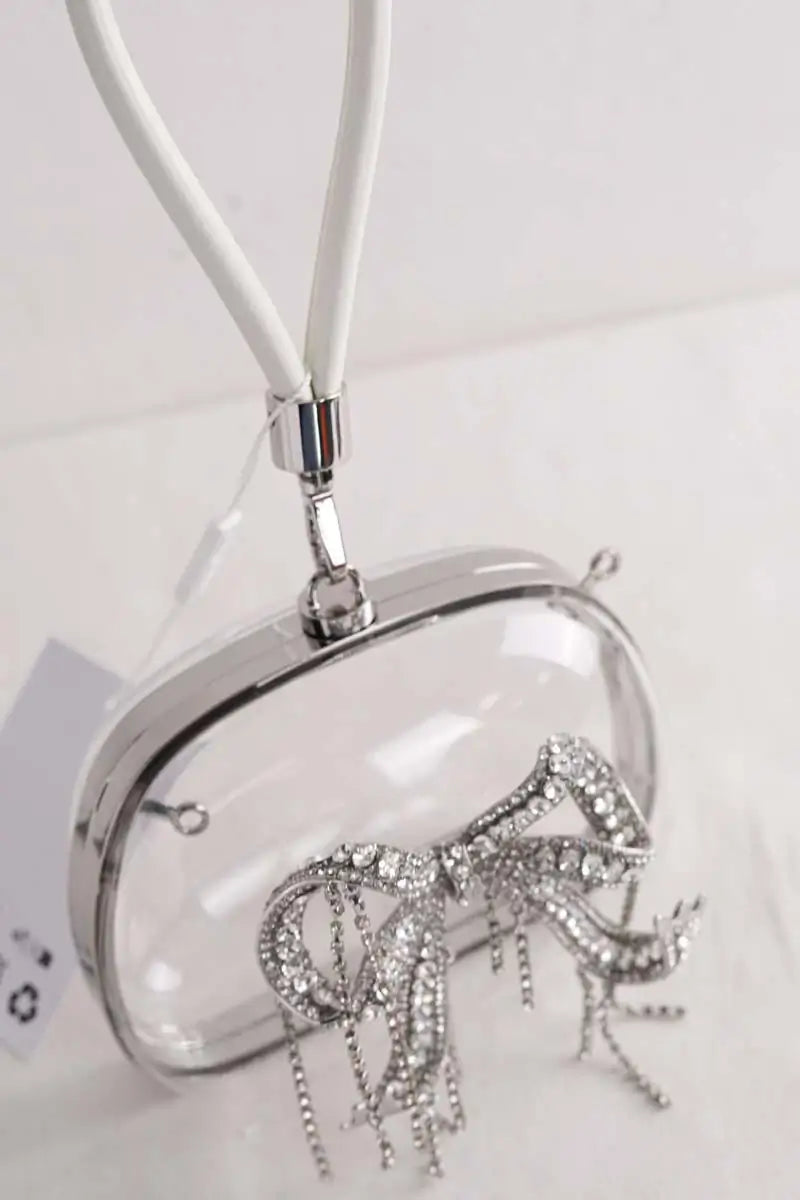 Mini sac cérémonie Self-Portrait Acrylic top handle bag Argent en Synthétique