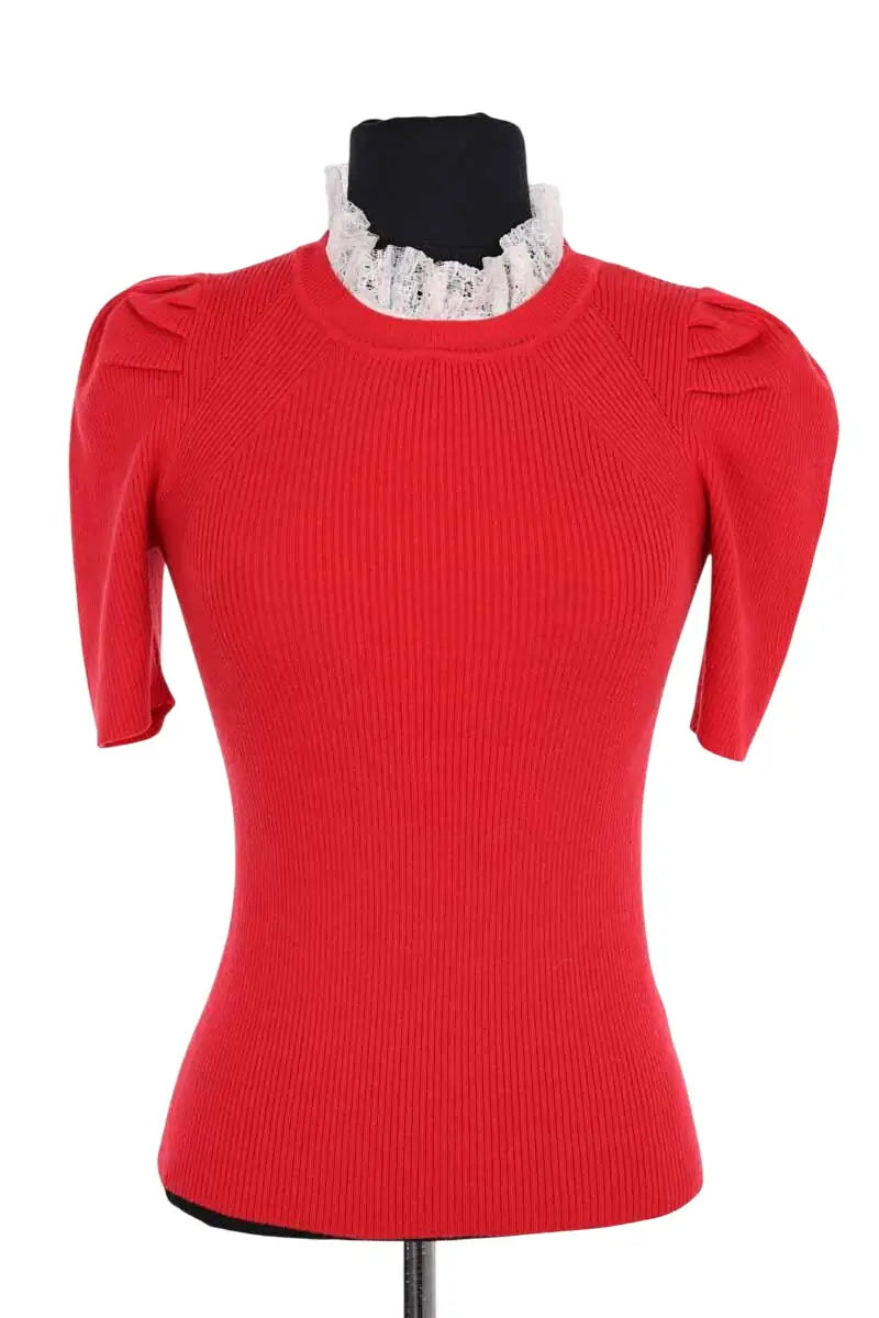 T-shirt Sandro Rouge en Laine, taille S - Seconde Main