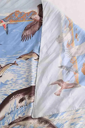 Carré Hermès La vie précieuse de la méditerranée Bleu en Soie