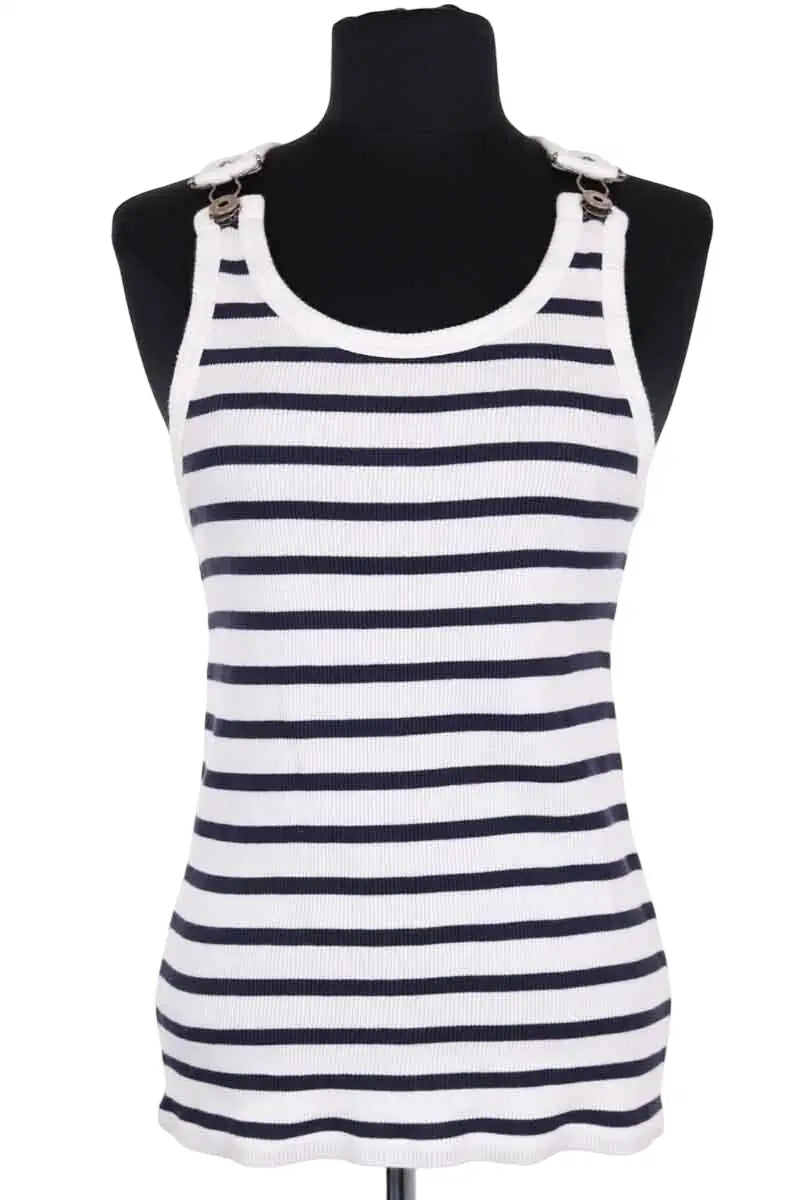 Top sans manche Jean Paul Gaultier Marine en Coton, taille XS - Seconde Main