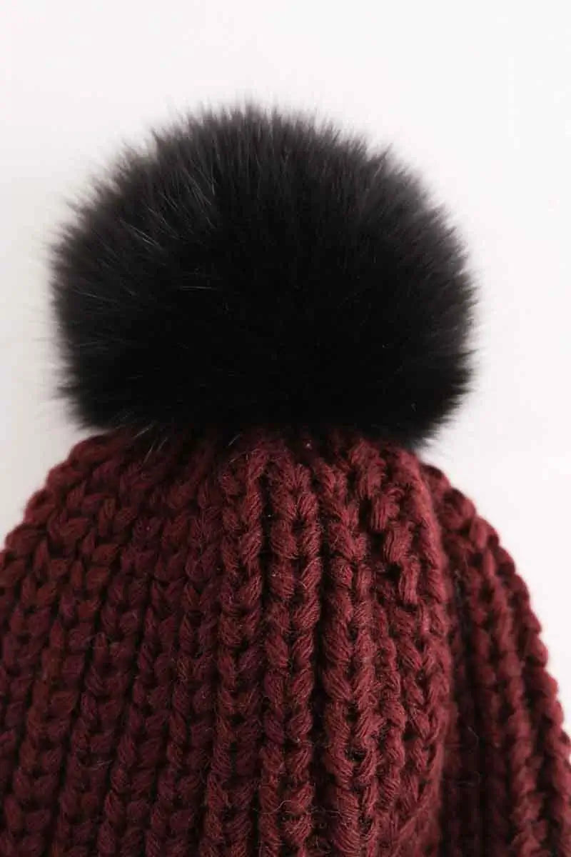 Bonnet Sandro Bordeaux en Fourrure