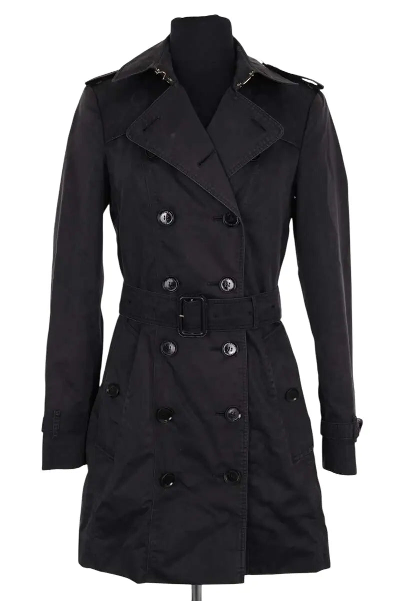 Trench-coat Burberry Noir en Coton, taille XXS - Seconde Main