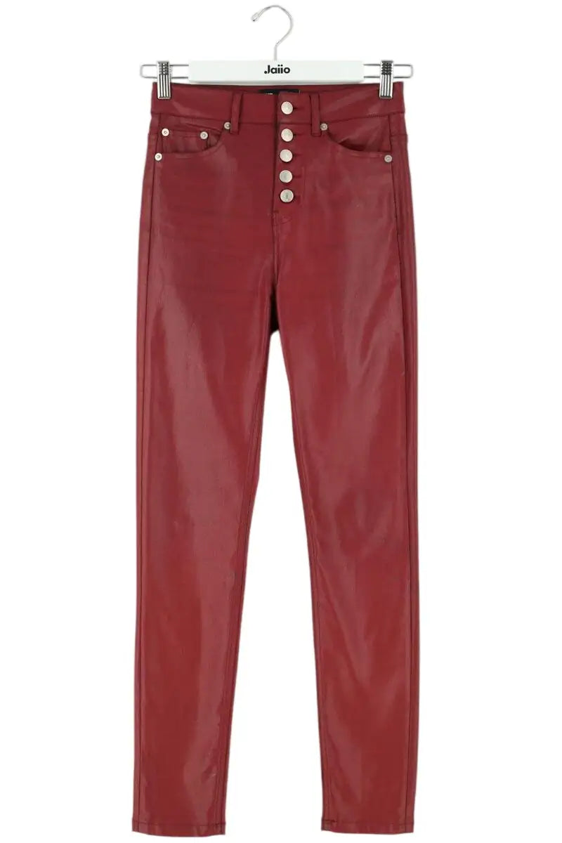 Pantalon The Kooples Bordeaux en Cuir, taille XS - Seconde Main