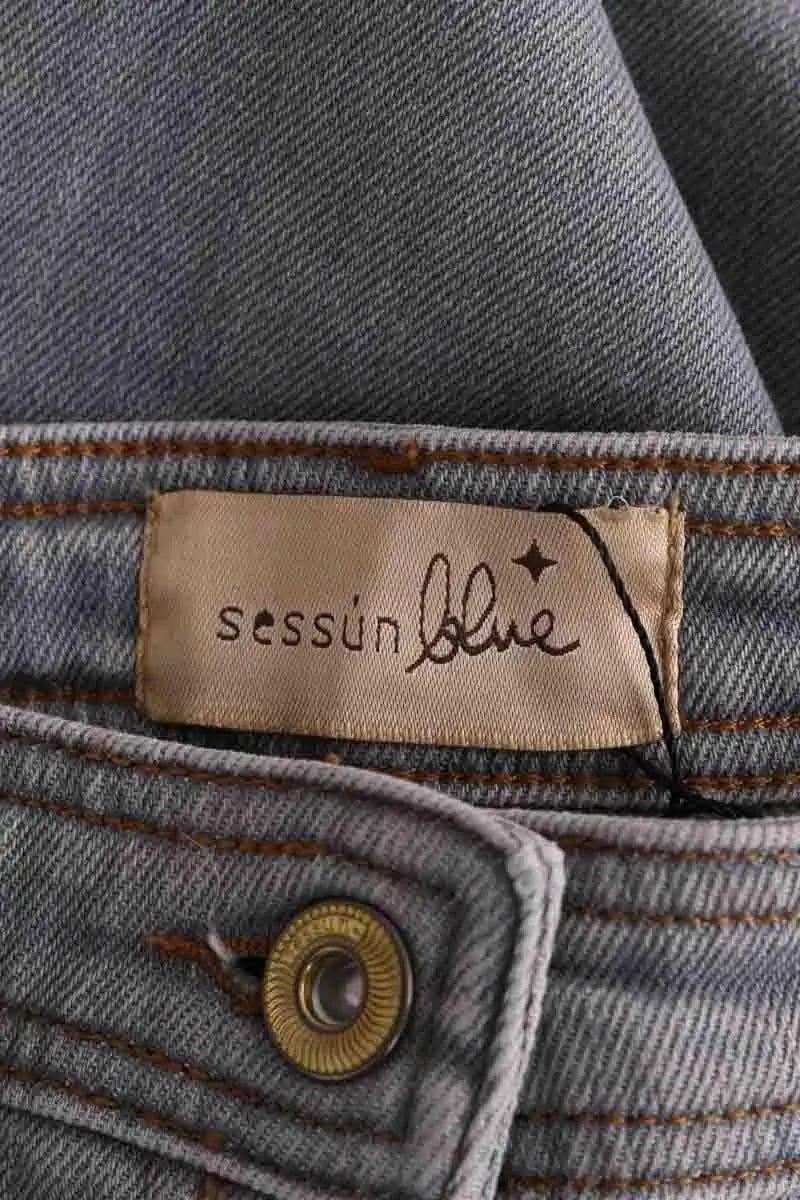 Jean large Sessun Captain Denim Gris en Coton