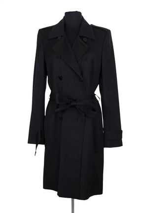 Trench-coat Pallas Noir en Synthétique, taille M - Seconde Main
