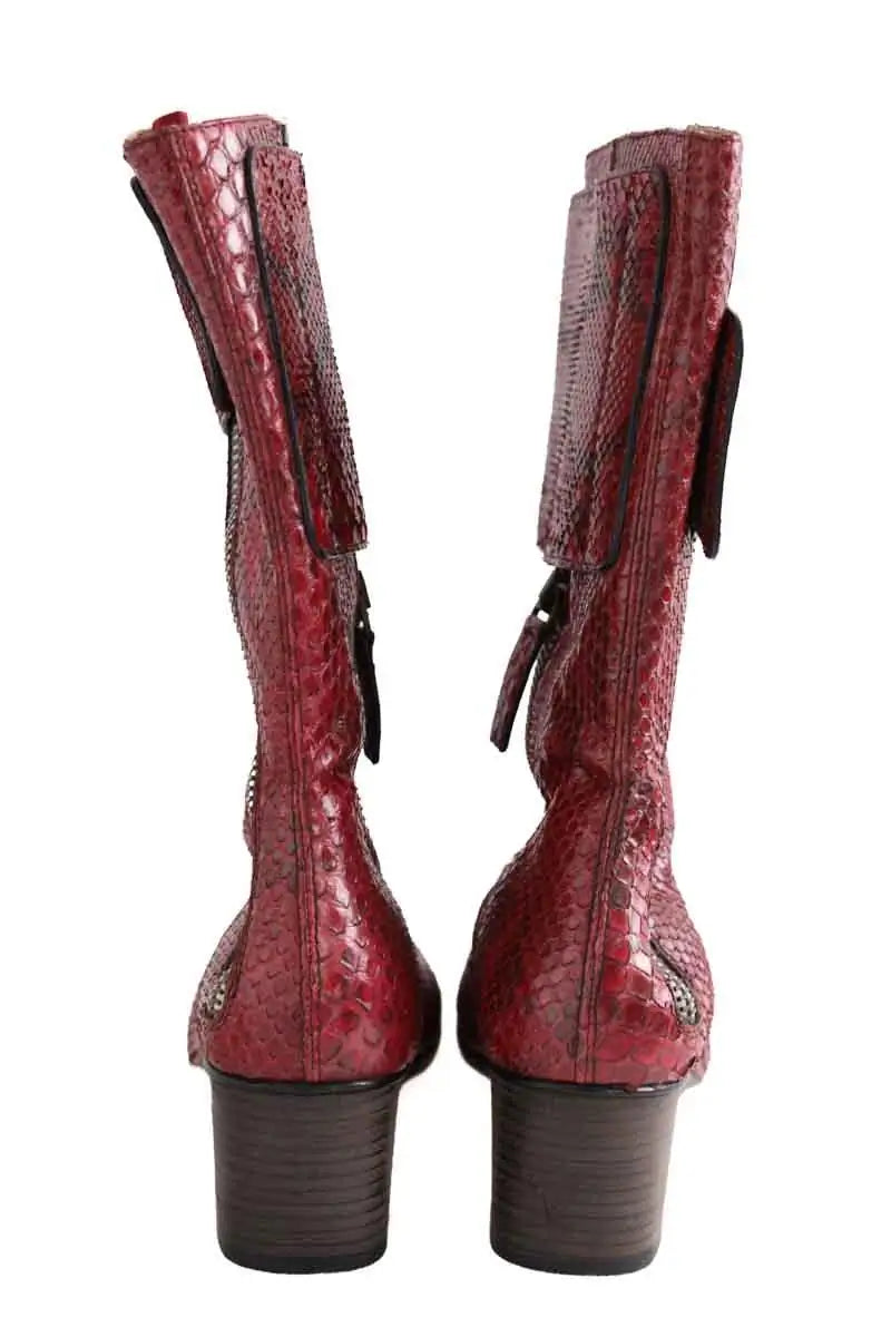 Boots Chloé Bordeaux en Cuirs exotiques