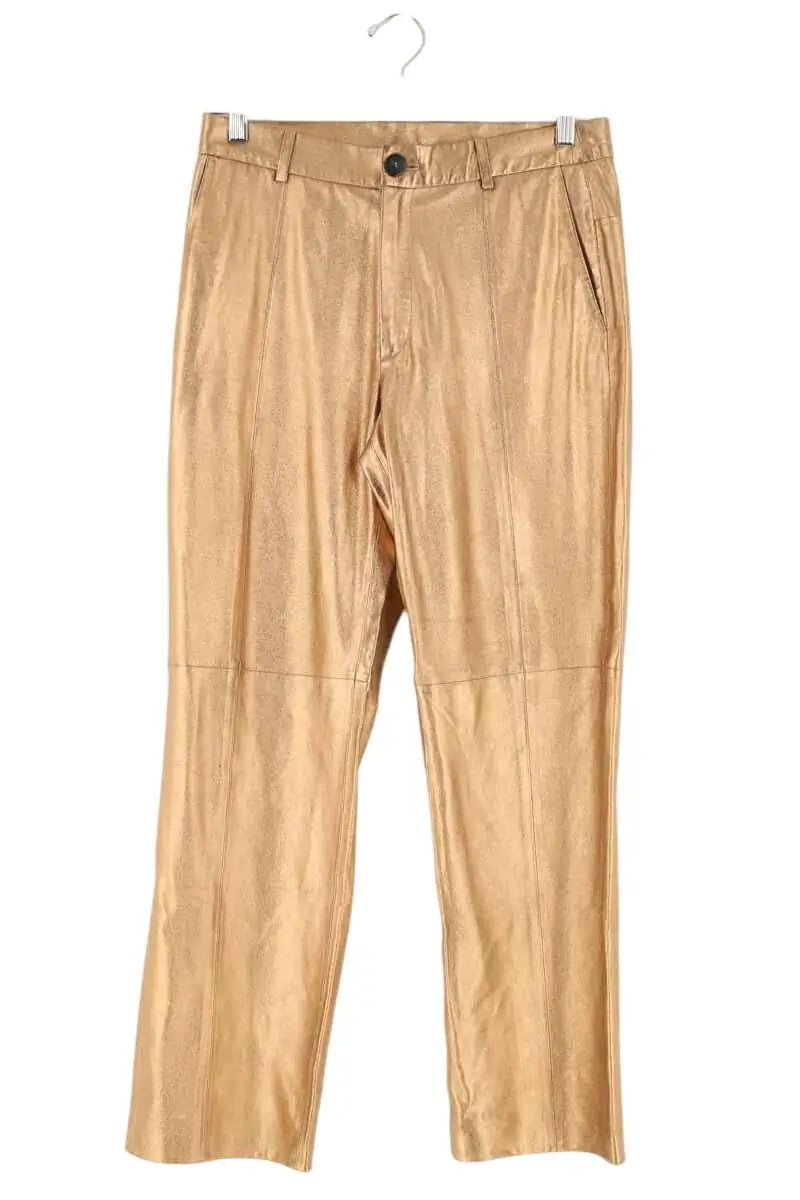 Pantalon droit Forte_Forte Doré en Cuir, taille S - Seconde Main