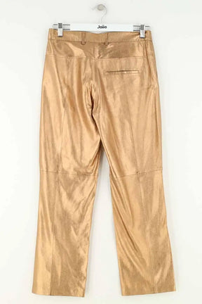 Pantalon droit Forte_Forte Doré en Cuir