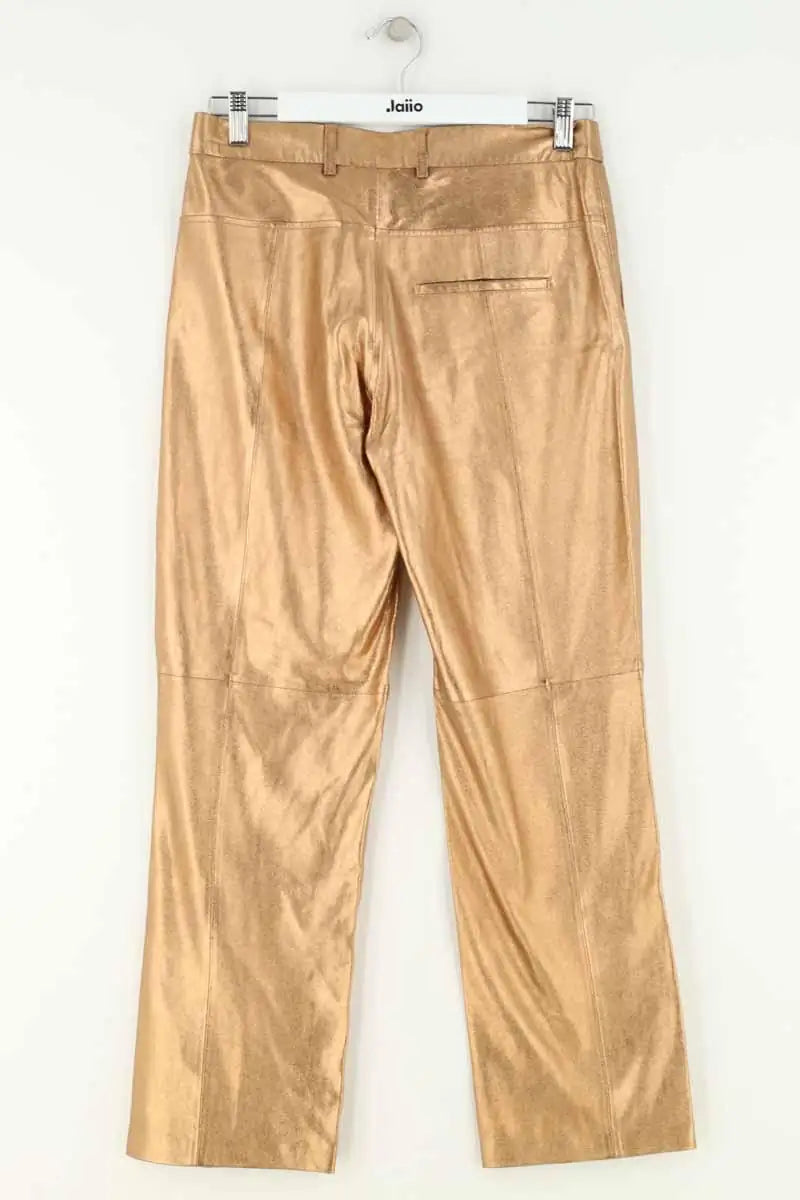 Pantalon droit Forte_Forte Doré en Cuir