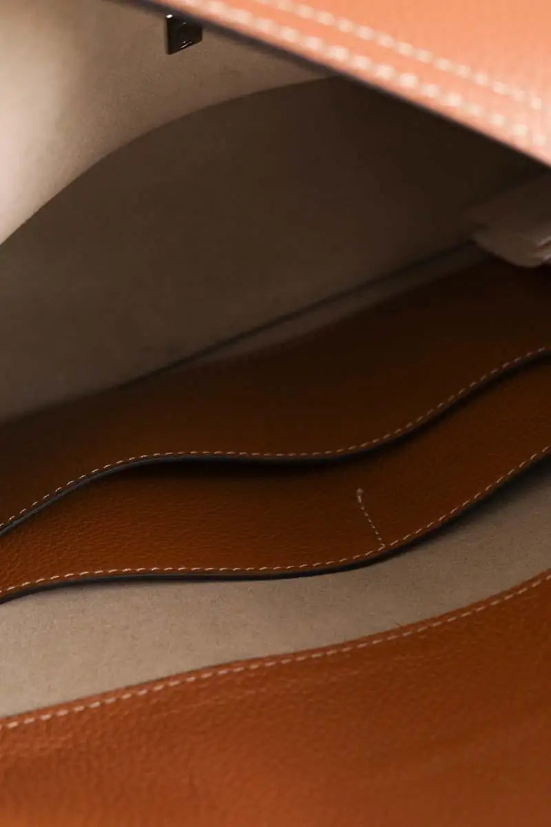 Sac porté épaule Toteme T-Lock Camel en Cuir