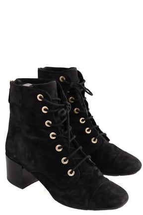 Boots à lacets Chanel Noir en Daim