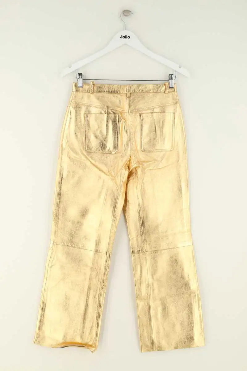 Pantalon Sandro Doré en Cuir