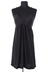 Robe Sandro Noir en Soie, taille S - Seconde Main