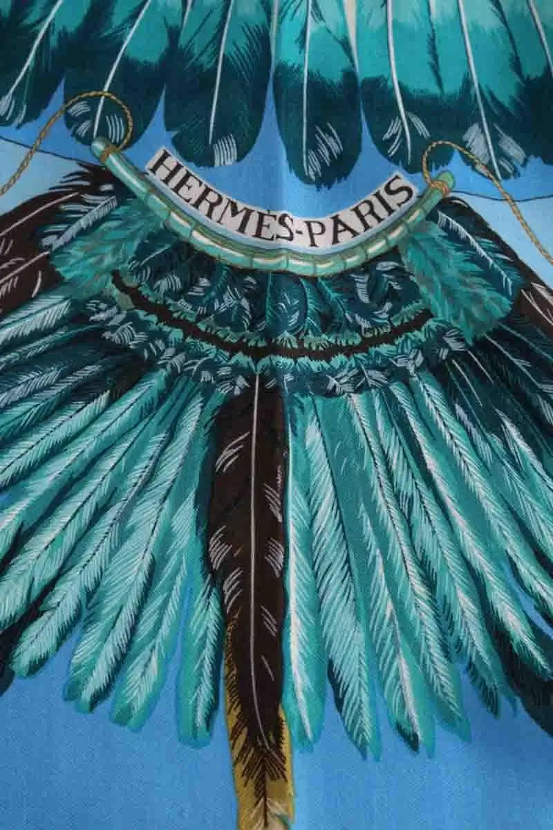 Foulard Hermès Brazil Bleu en Cachemire