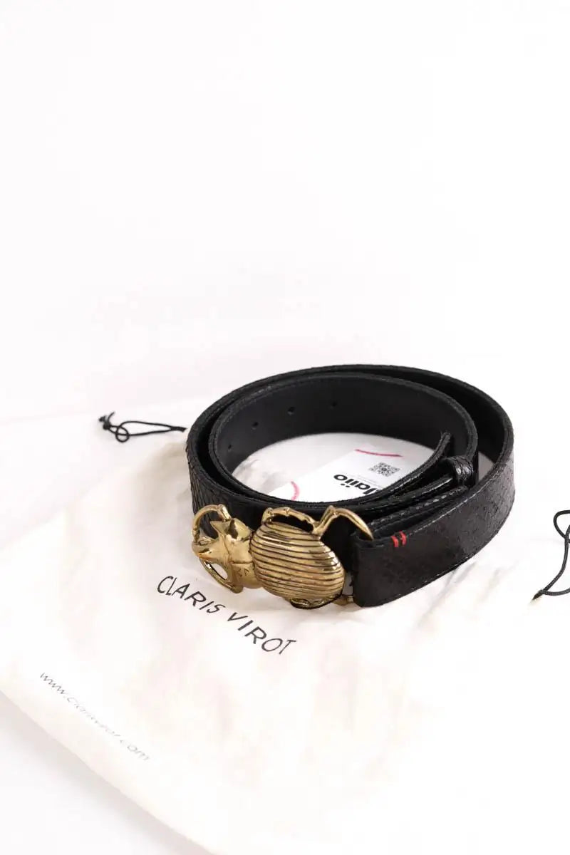 Ceinture en cuir Claris Virot Noir en Cuirs exotiques