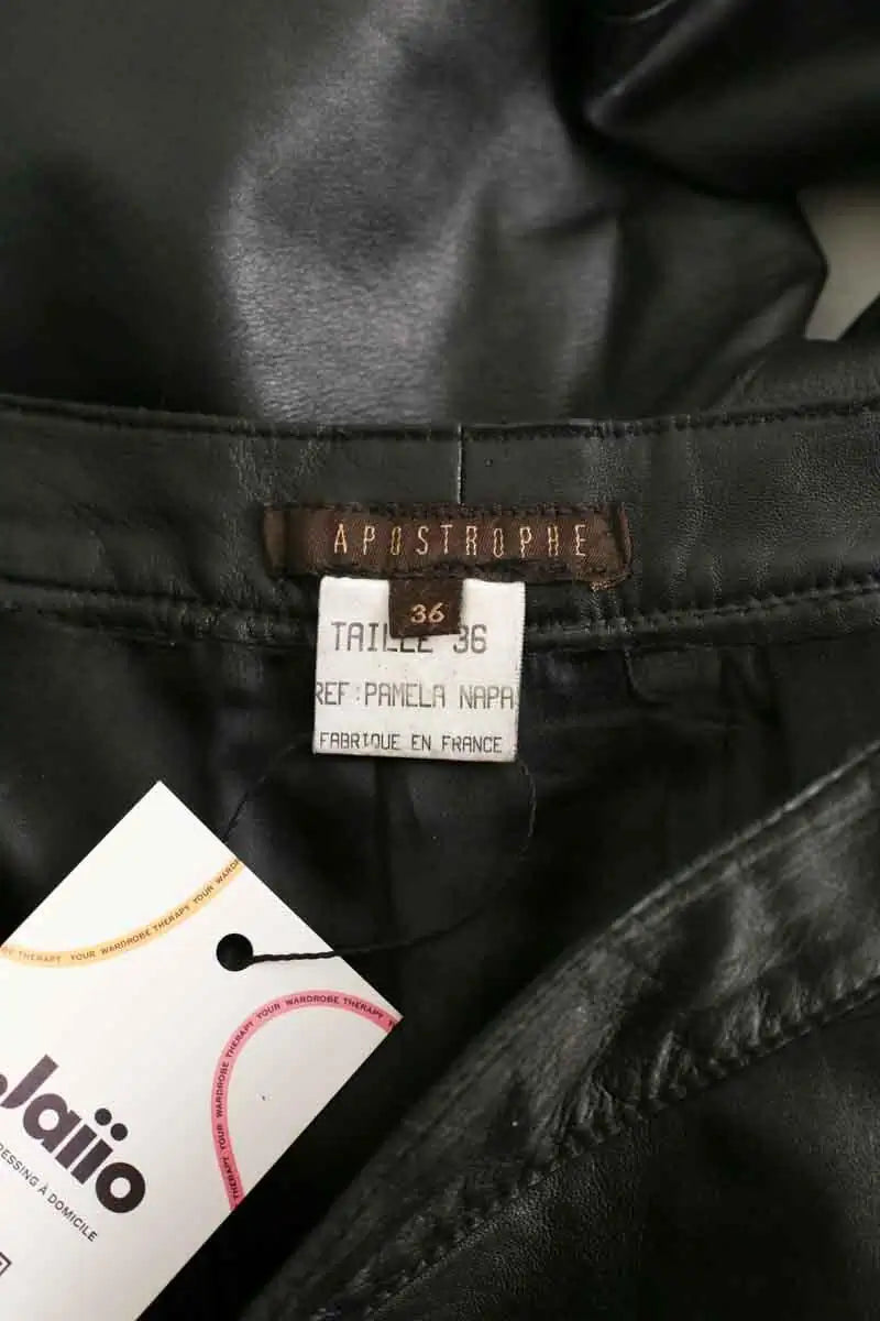 Pantalon Apostrophe Noir en Cuir