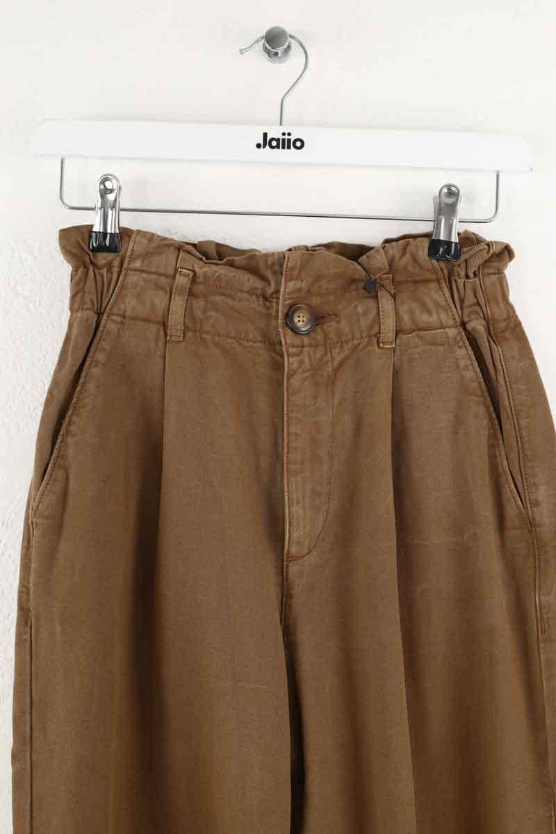 Pantalon Carot Des Petits Hauts Santino Marron en Coton
