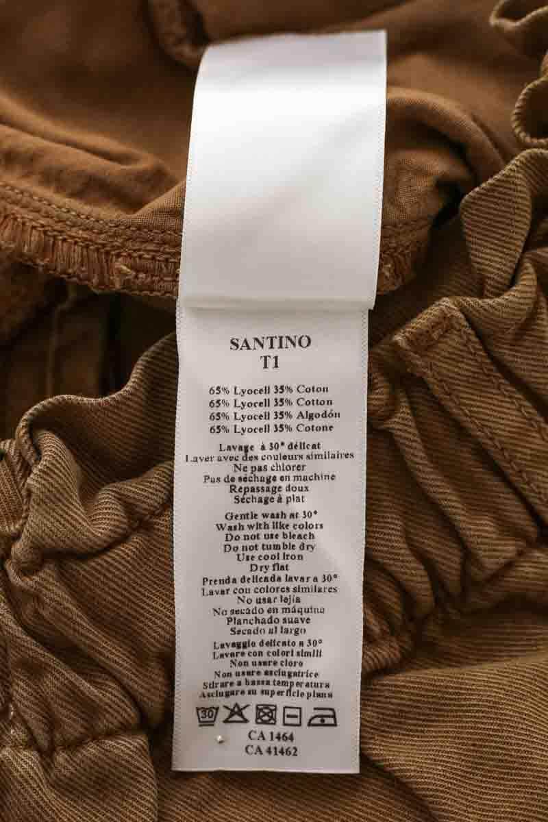 Pantalon Carot Des Petits Hauts Santino Marron en Coton