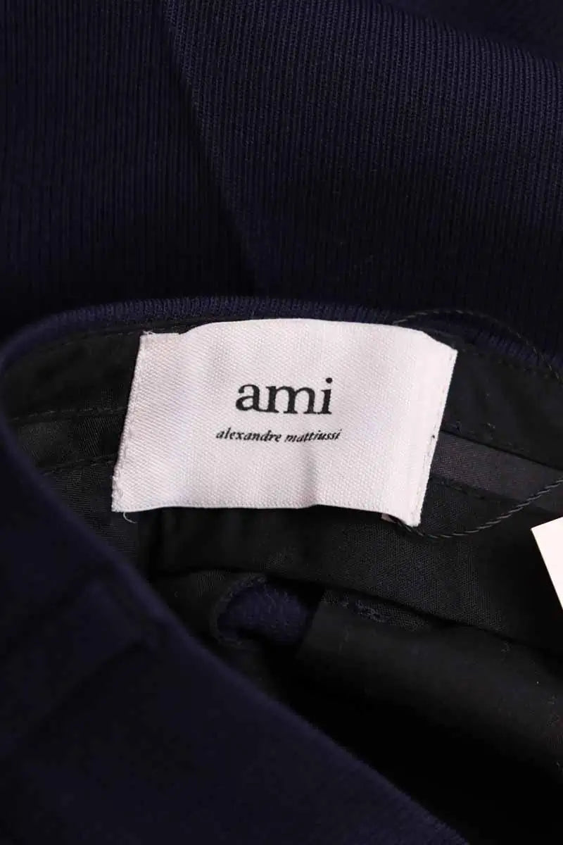 Pantalon droit Ami Bleu en Laine