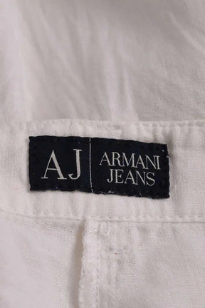 Pantalon droit Armani Jeans Blanc en Lin