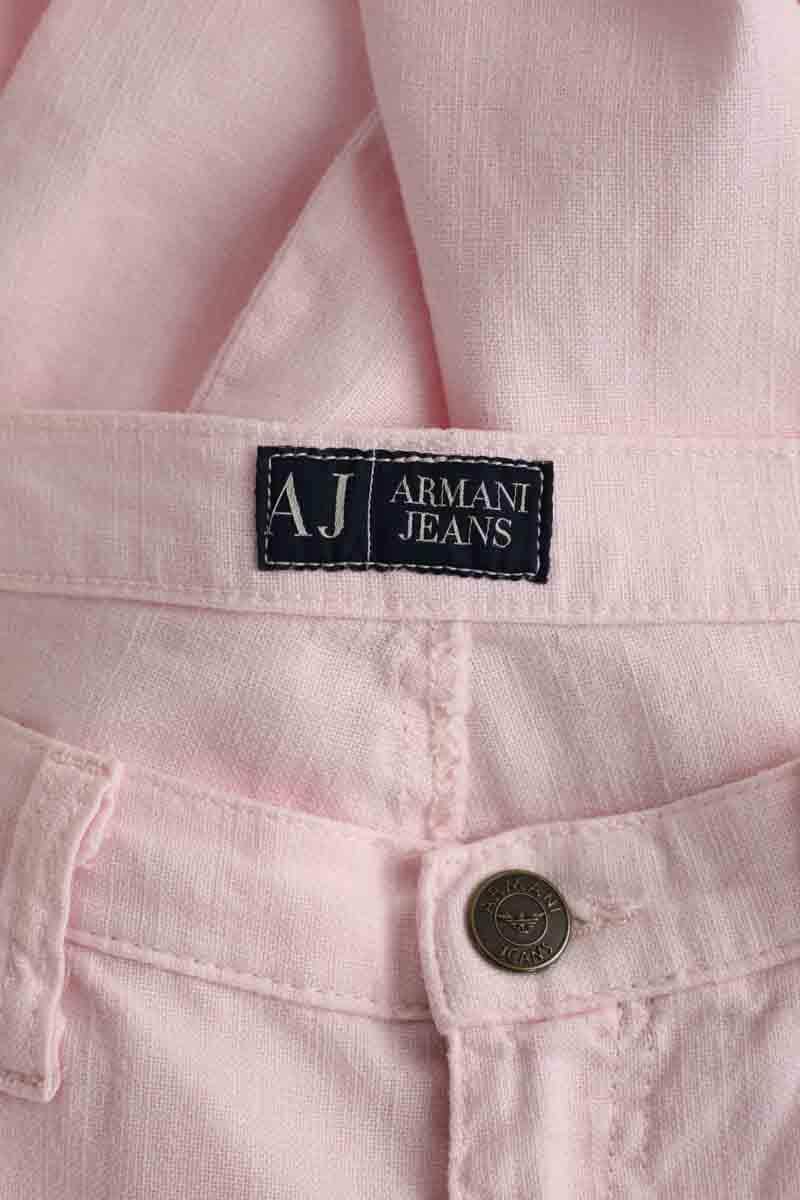 Pantalon droit Armani Jeans Rose en Lin