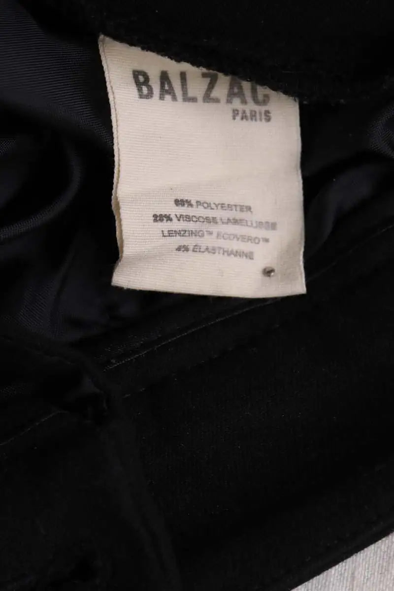 Pantalon droit Balzac Noir en Laine