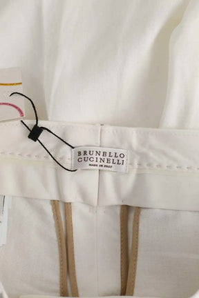 Pantalon droit Brunello Cucinelli Blanc en Viscose