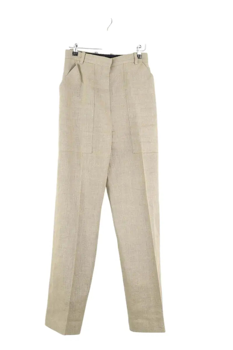 Pantalon droit Celine Beige en Lin, taille M - Seconde Main