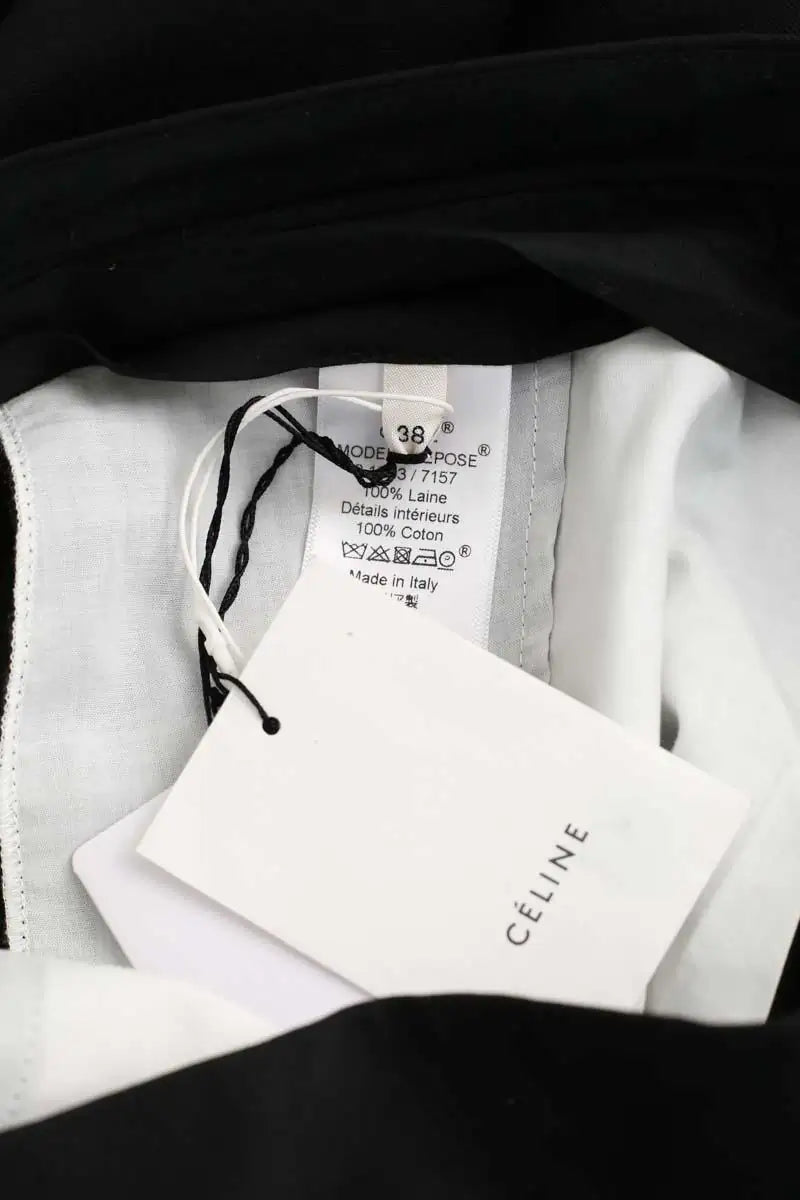 Pantalon droit Celine Noir en Laine