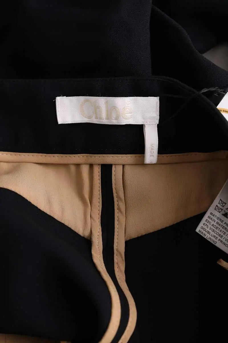 Pantalon droit Chloé Noir en Synthétique