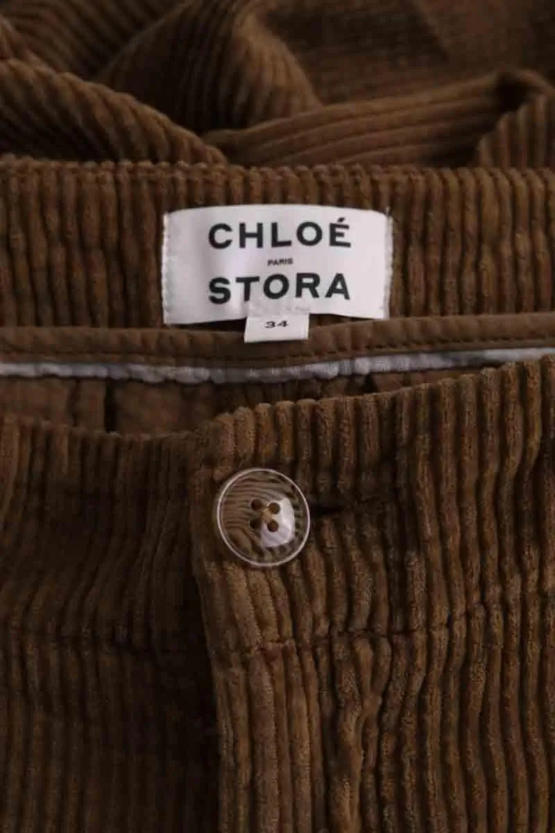 Pantalon droit Chloé Stora Marron en Coton