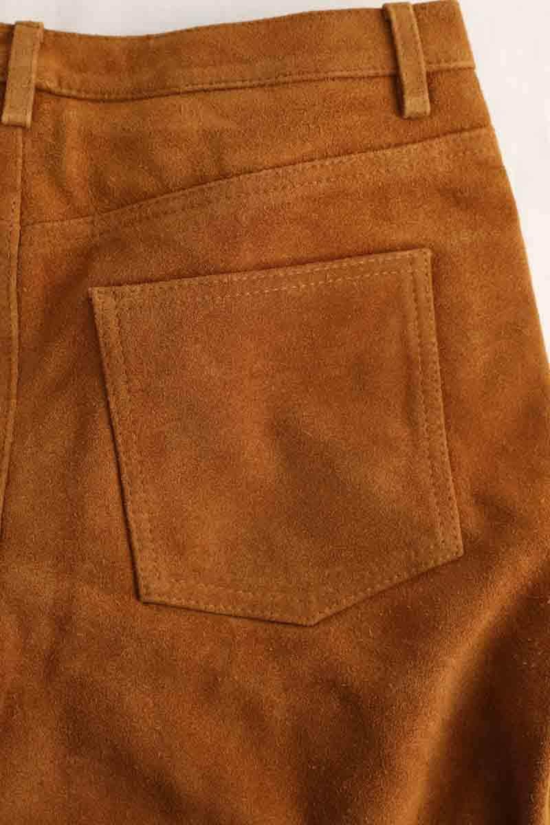 Pantalon droit Claudie Pierlot Clark Camel en Daim