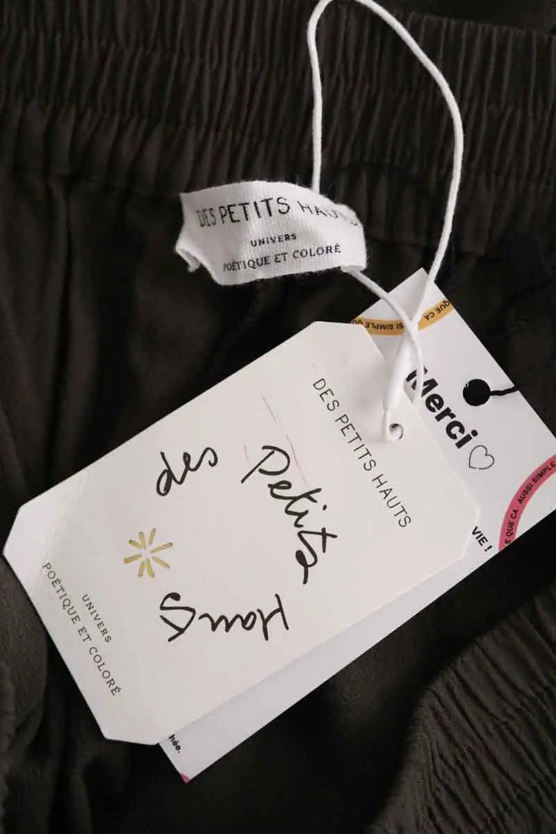 Pantalon droit Des Petits Hauts Soka Kaki en Viscose