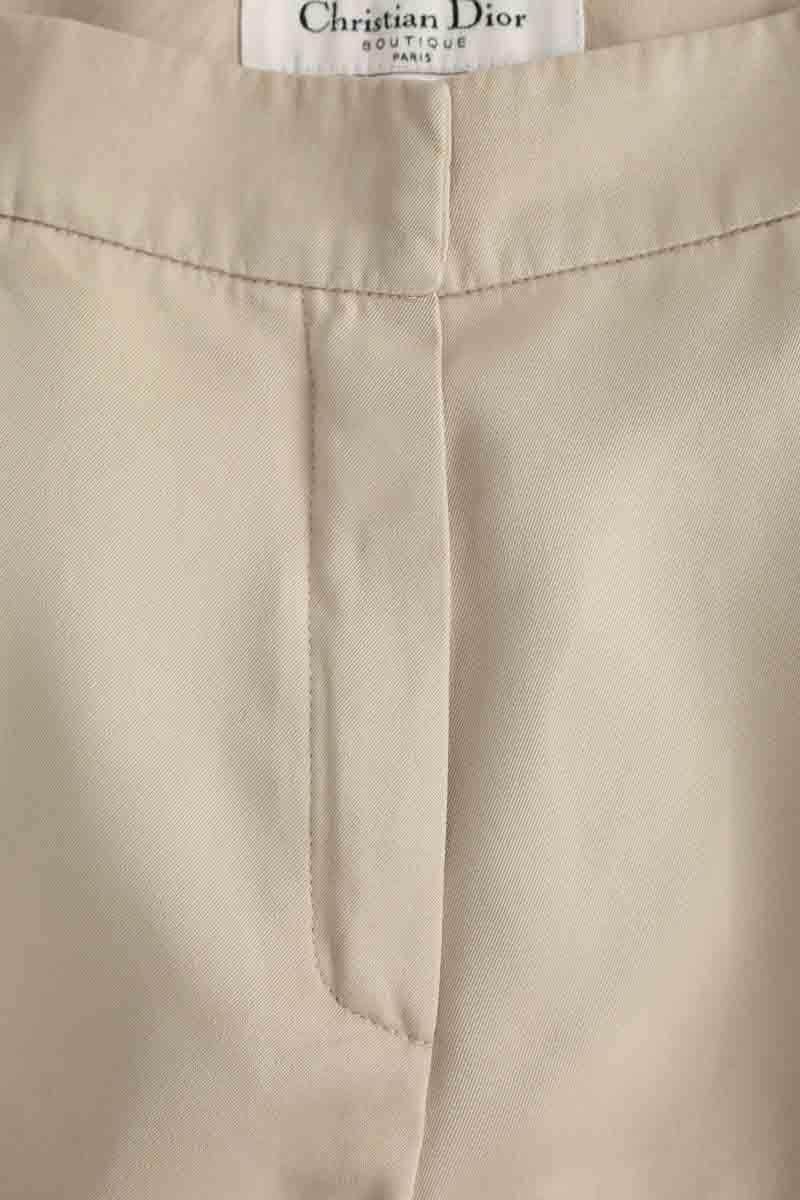 Pantalon droit Dior Kaki en Soie