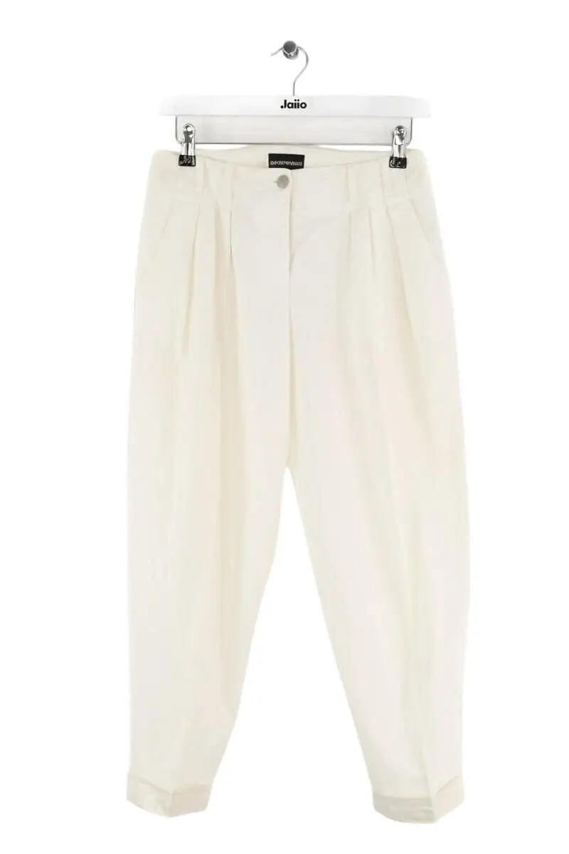 Pantalon droit Emporio Armani Ecru en Coton, taille M - Seconde Main
