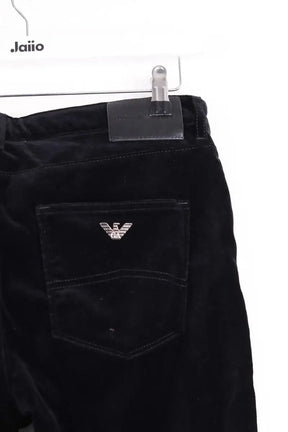 Pantalon droit Emporio Armani Noir en Velours