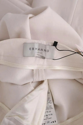 Pantalon droit Ermanno Firenze Ecru en Viscose