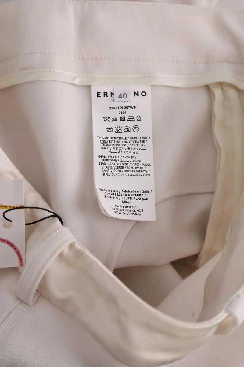 Pantalon droit Ermanno Firenze Ecru en Viscose