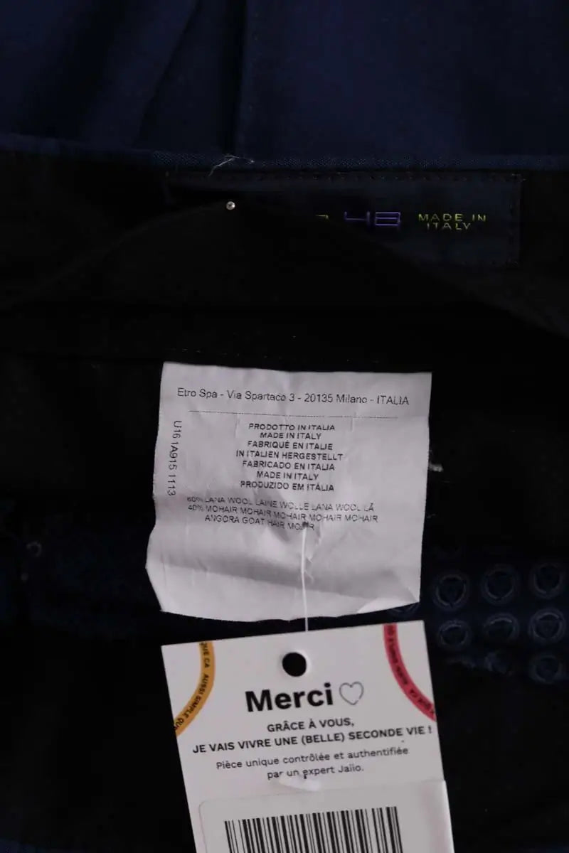 Pantalon droit Etro Bleu en Laine