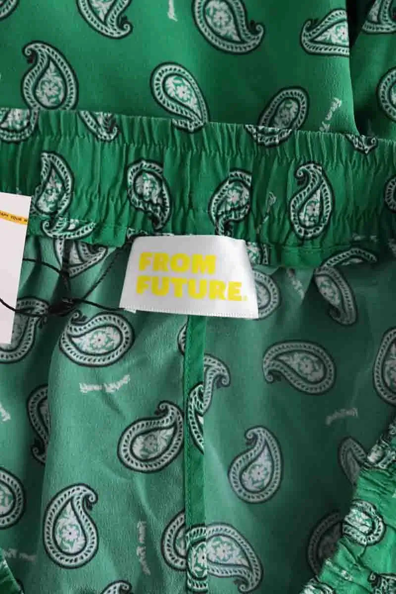 Pantalon droit From Future Vert en Soie