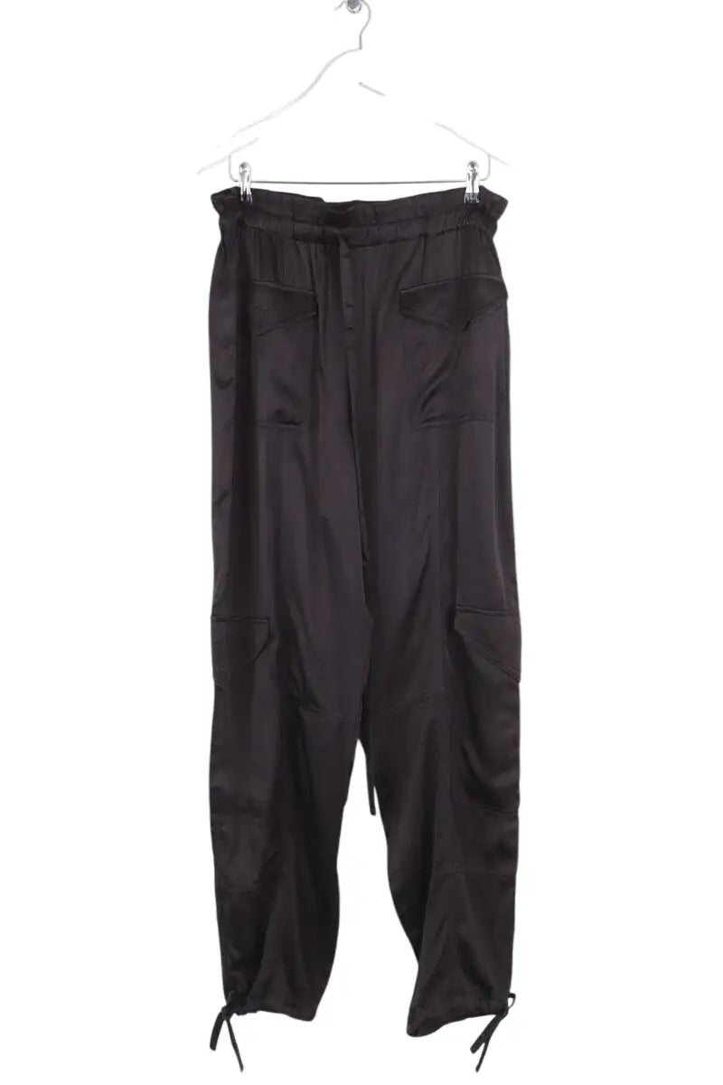 Pantalon droit Ganni Noir en Synthétique, taille L - Seconde Main