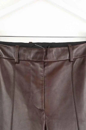 Pantalon droit Helmut Lang Marron en Cuir