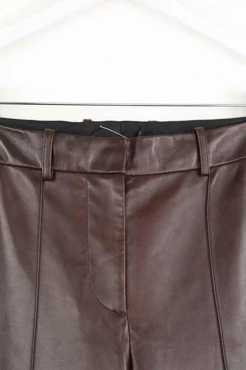 Pantalon droit Helmut Lang Marron en Cuir