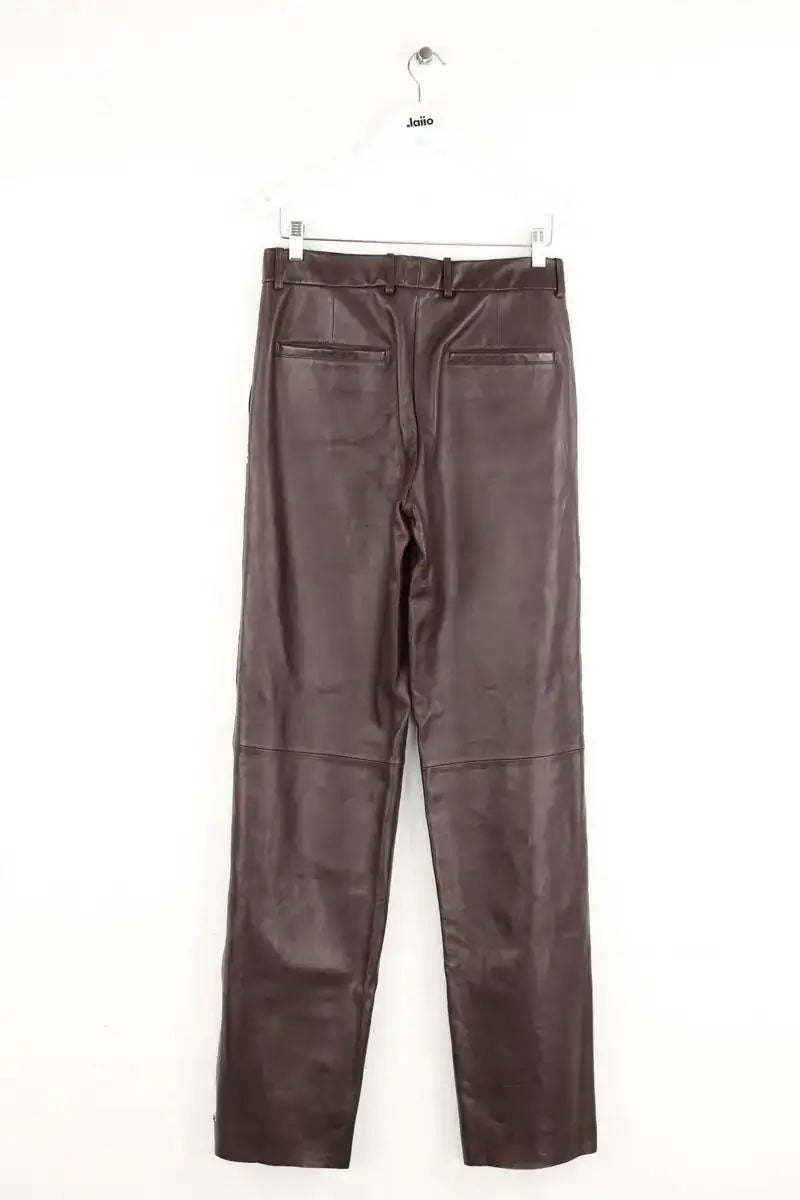 Pantalon droit Helmut Lang Marron en Cuir