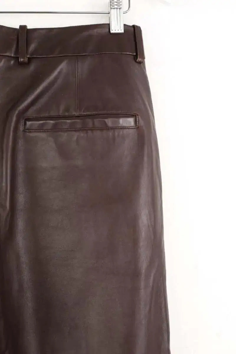 Pantalon droit Helmut Lang Marron en Cuir