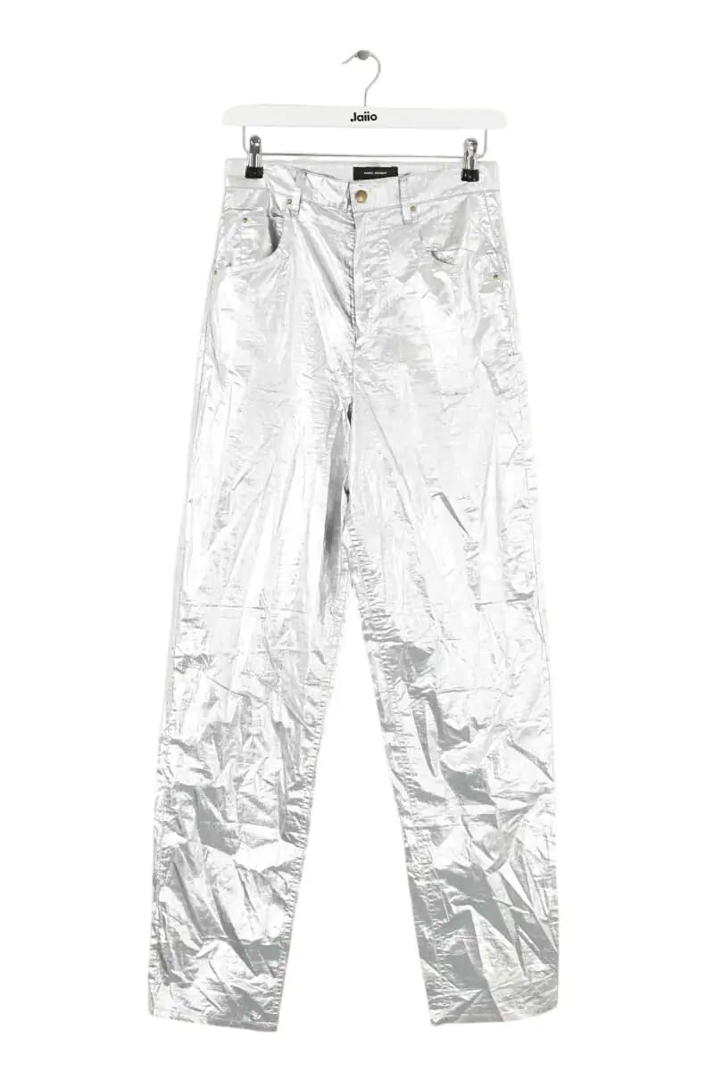 Pantalon droit Isabel Marant Argent en Coton, taille XS - Seconde Main