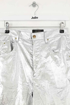 Pantalon droit Isabel Marant Argent en Coton