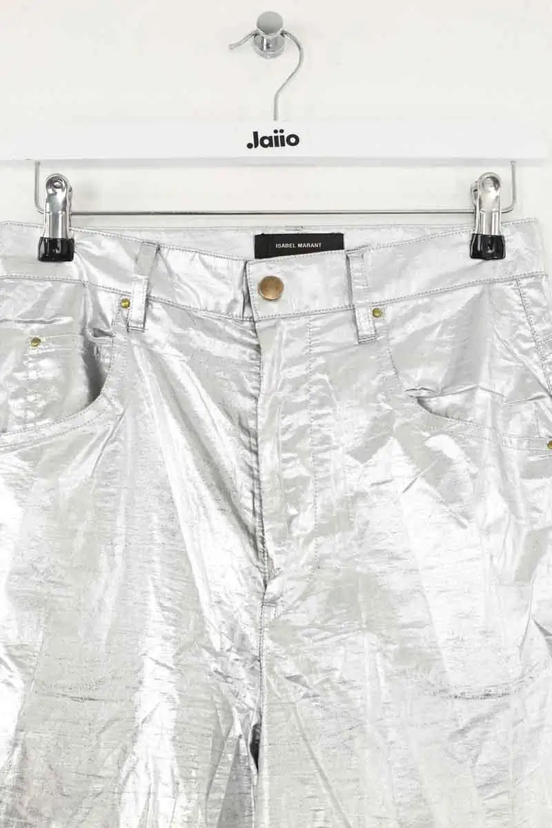 Pantalon droit Isabel Marant Argent en Coton