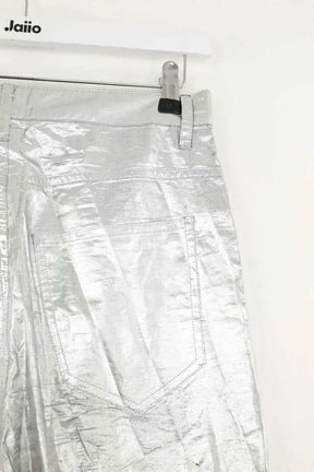 Pantalon droit Isabel Marant Argent en Coton